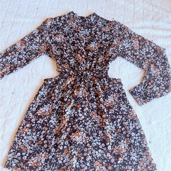 Lulu's Black Floral Long Sleeve Cutout Midi Dress - Picture 12 of 13